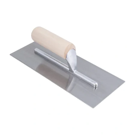 Roberts 10-810 Wood Handle Trowel  - 1/16" x 1/16" x 1/16" Square-Notch, 10° blade angle
