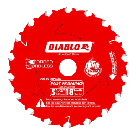 5-1/2" X 18-Teeth Fast Framing Saw Blade For Wood